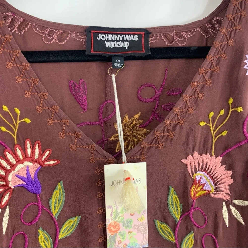 NWT Johnny Was Toni Dolman Tiered Midi Silk Dress, size XXL - Picture 4 of 15